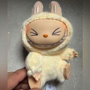 Sisi INSPIRED Labubu Have A Seat Cute Cream Plush Toy with Bunny Ears